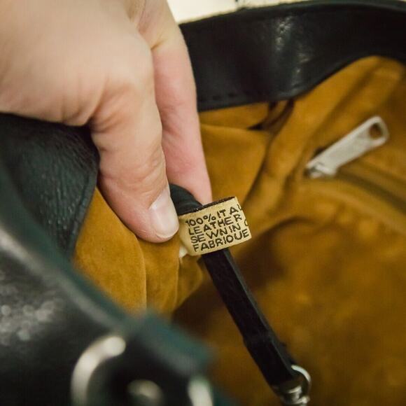 Patricia Nash Black Heritage Leather Benvenuto Studded Twist Lock Tote Bag Purse - Picture 7 of 10